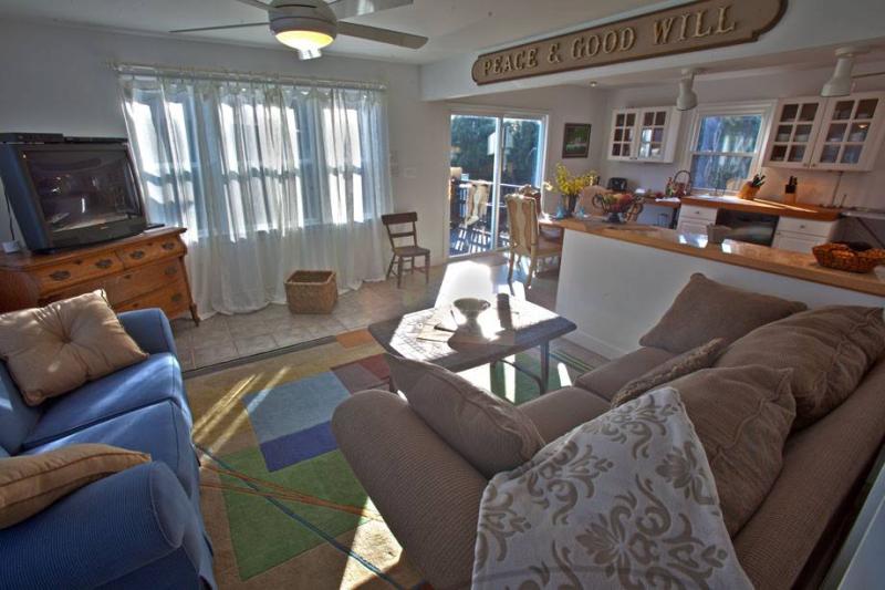 Living room and well-appointed kitchen in the guest cottage